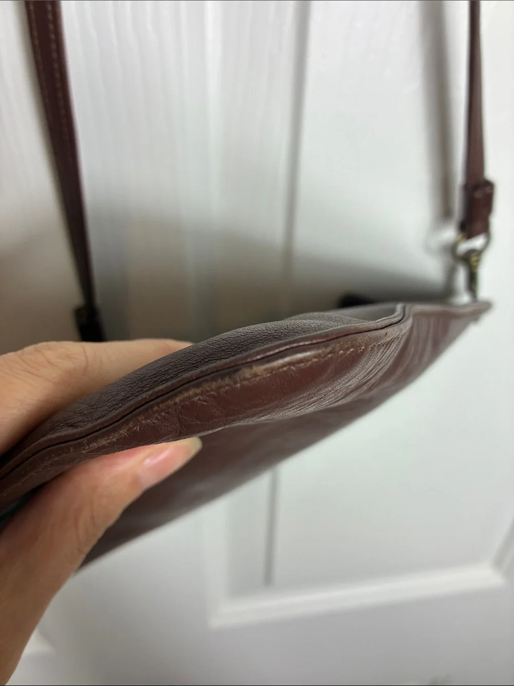 Eileen Fisher Brown/ Oxblood Leather Messenger Crossbody